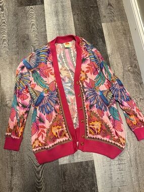 FARM Rio Macaw Scarf Pink Cardigan